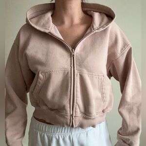 Pink TNA CozyAF Cropped Zip Up Hoodie